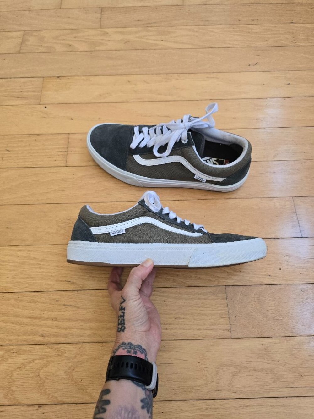 Vans | BMX Old Skool PopCush Olive Dark Green Suede Canvas Sneakers | Mens 10.5